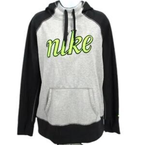 🇺🇸 Nike Hoodie Women's Size X-Small Gray Therma-Fit Neon Spell Out 599144-064
